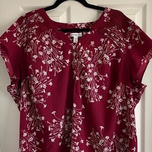 Craft & Barrow  Burgundy Floral Blouse
